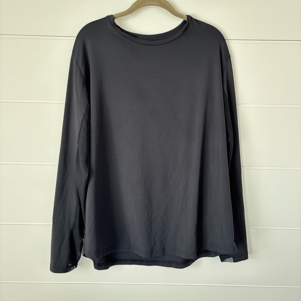 ICIKULS {IBKUL} Women's Black Relaxed Fit Long Sleeve Athletic Sport Top XXL